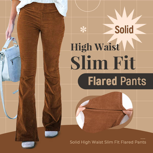 🔥✨Schmale Lounge-Hose aus Mikrocord mit hoher Taille und elastischem Bund