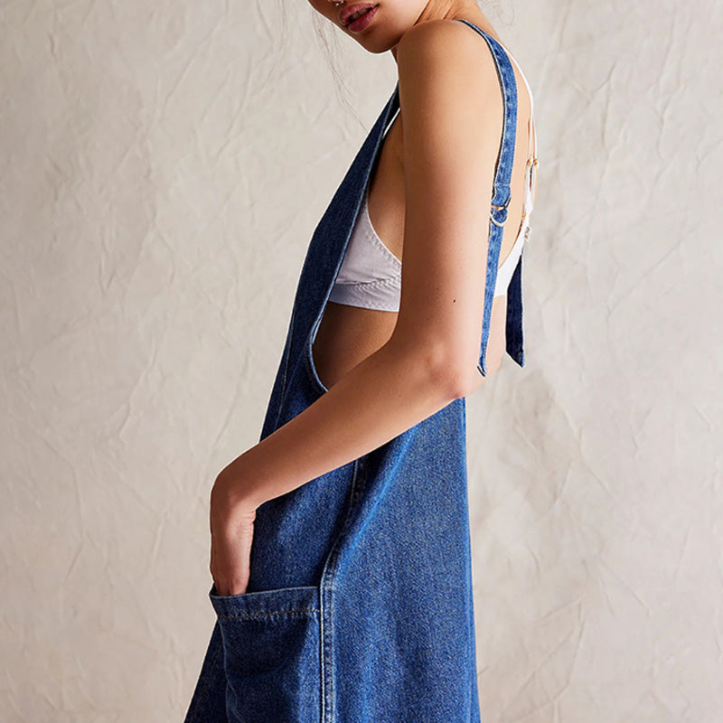 Modisches rückenfreies Denim-Kleid für Damen