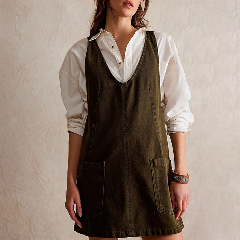 Modisches rückenfreies Denim-Kleid für Damen