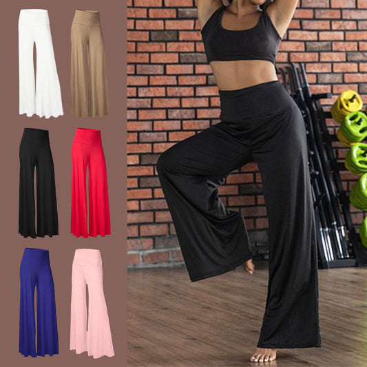 Bequeme Yogahose mit hoher Taille und weitem Bein für Damen