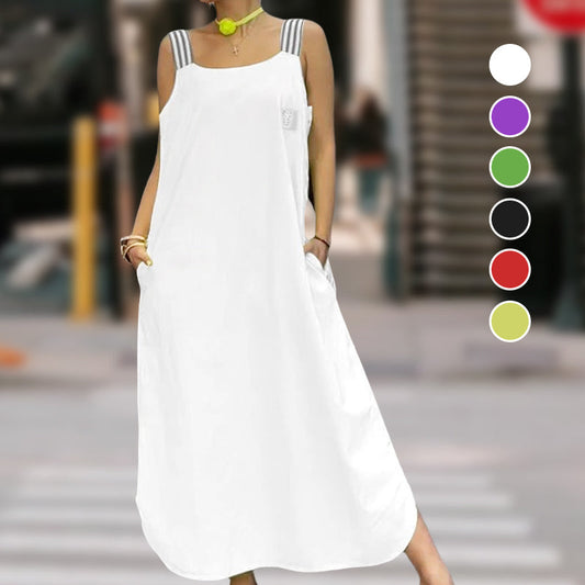 🌸Frühjahrsangebote💐💃 Breites Träger-Maxikleid mit Taschen