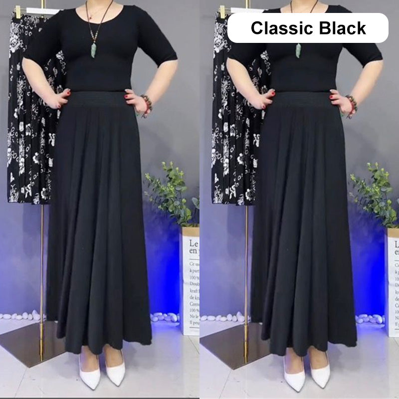 Modischer Damenrock mit hoher Taille und Blumenmuster, langer Faltenrock