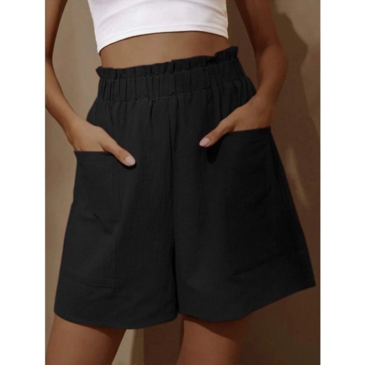 🔥Heißer Verkauf 49 % RABATT🔥Damen-Shorts aus Baumwolle mit hoher Taille und Tasche