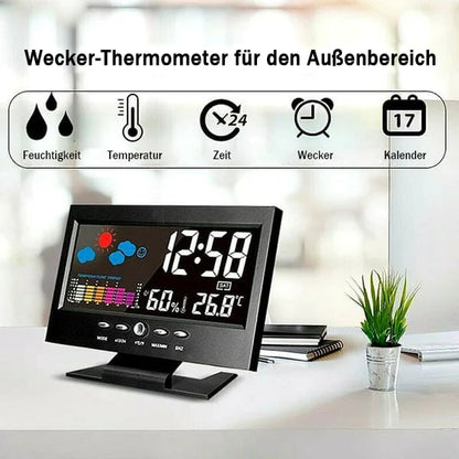 (🔥HEISSER VERKAUF JETZT 49% RABATT) -Digitaler LED-Temperatur-Feuchtigkeitsmonitor, Wettervorhersage, LED-Tischwecker