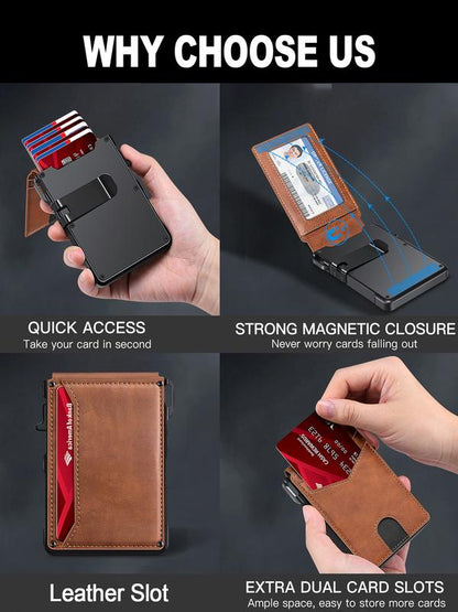 💼49% RABATT! 🛡️ Schlankes Herren-Portemonnaie mit RFID-Schutz – Kartenfächer, Münzfach & Aluminium-Geldklammer 💳