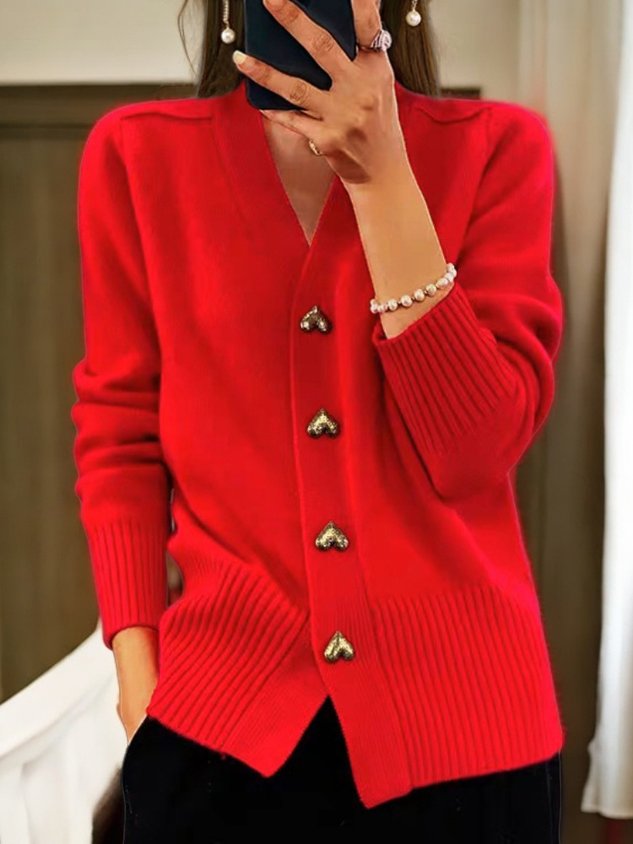 🌸Women's Casual Winter Plain Yarn Wool Yarn Buttoned Cardigan