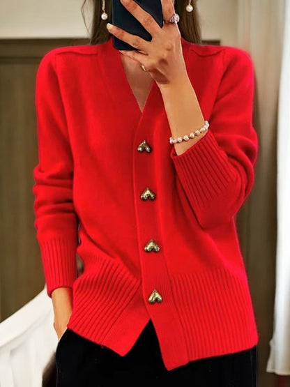 🌸Women's Casual Winter Plain Yarn Wool Yarn Buttoned Cardigan