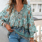 💖 Modisches, bedrucktes Langarmshirt mit V-Ausschnitt für Damen