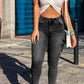 Skinny Jeans mit Pattentasche und Reißverschluss an der Seite