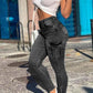Skinny Jeans mit Pattentasche und Reißverschluss an der Seite