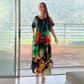 👗 Damen-Maxikleid mit V-Ausschnitt und Print
