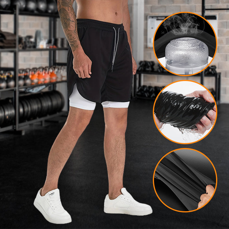 ✨Herren Sport Shorts Laufshorts 2 in 1 Kurze Running Sporthose Fitness Training🔥（49% Rabatt）