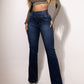 Stretch-Schlagjeans mit hoher Taille