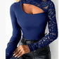 🏆🔥 Neu 2026 ✨💖 Damen-Top mit asymmetrischem Cut-out und Spitzenärmeln