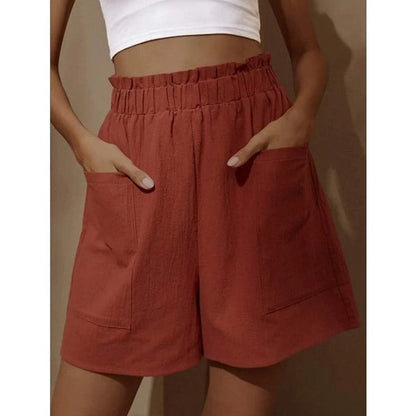 🔥Heißer Verkauf 49 % RABATT🔥Damen-Shorts aus Baumwolle mit hoher Taille und Tasche