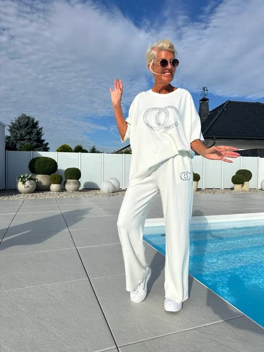 ⏳Limitiertes Angebot! ⏰Lässiges zweiteiliges Set für Frauen, einfarbiger Pullover und lockere Hose