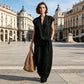 Damen-Set: Ärmelloses Neckholder-Top mit V-Ausschnitt und weite Hose (2-teilig)