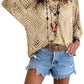 🔥💐FRÜHJAHRSANGEBOT⚡ÜBER 50.000 VERKAUFT!✨ Beige Häkeltop im Boho-Stil mit V-Ausschnitt für Damen