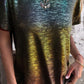 Hot Stamping Rundhals-Kurzarm-T-Shirt mit V-Ausschnitt