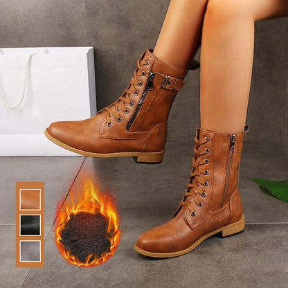 👢Vintage-Stiefel mit runder Kappe und seitlichem Reißverschluss