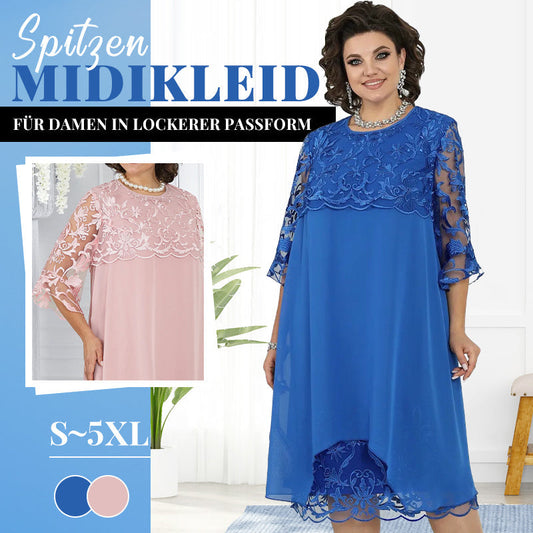 Spitzen-Midikleid für Damen in lockerer Passform