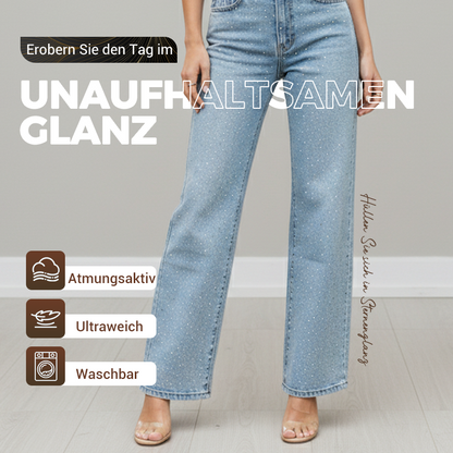 🔥Straight Leg Jeans mit Strasssteinen