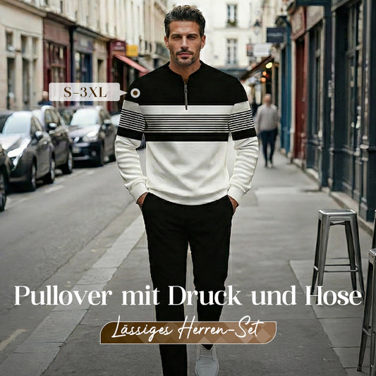 🔈🔈49% RABATT🔥Herren-Set: Pullover mit grafischem Druck und Hose✨
