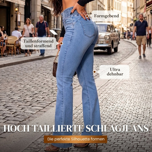 💕Frühlingsneuheit👖Stretch-Schlagjeans mit hohem Bund