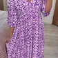 Bohemian Casual Print V-Ausschnitt Langes Kleid