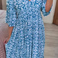 Bohemian Casual Print V-Ausschnitt Langes Kleid