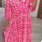 Bohemian Casual Print V-Ausschnitt Langes Kleid