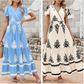 Dames Casual V-Hals Boho Maxi Jurk