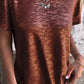 Hot Stamping Rundhals-Kurzarm-T-Shirt mit V-Ausschnitt