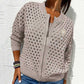 🍃Lässige Strickjacke mit Reißverschluss für Damen mit Hohldesign