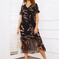 Fließendes Maxikleid mit V-Ausschnitt und Print