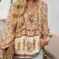 💖 Modisches, bedrucktes Langarmshirt mit V-Ausschnitt für Damen