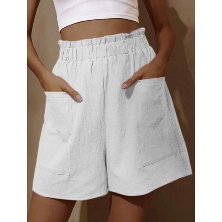 🔥Heißer Verkauf 49 % RABATT🔥Damen-Shorts aus Baumwolle mit hoher Taille und Tasche