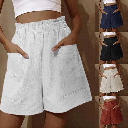 🔥Heißer Verkauf 49 % RABATT🔥Damen-Shorts aus Baumwolle mit hoher Taille und Tasche