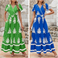 Dames Casual V-Hals Boho Maxi Jurk