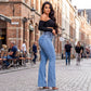 Stretch-Schlagjeans mit hoher Taille