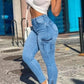 Skinny Jeans mit Pattentasche und Reißverschluss an der Seite