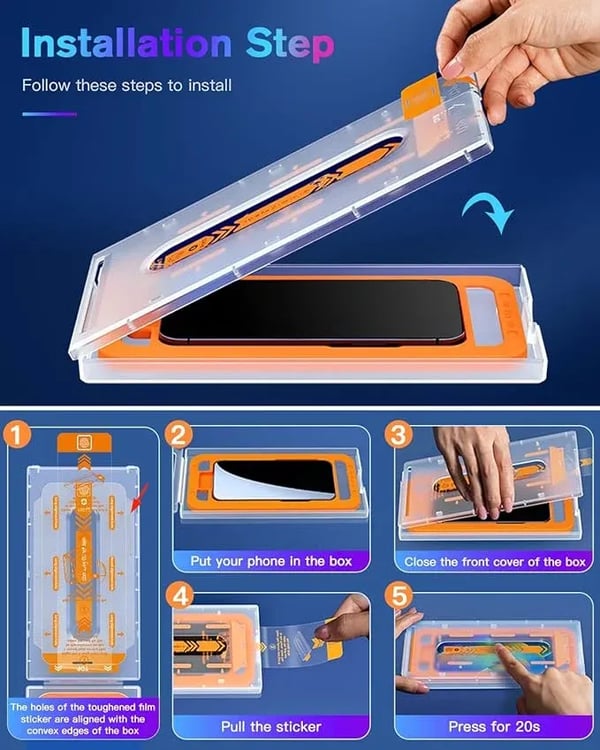 📱2024 Neue Displayschutzbox mit automatischer Ausrichtung für das iPhone – staubfrei und ohne Blasen