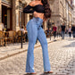 Stretch-Schlagjeans mit hoher Taille