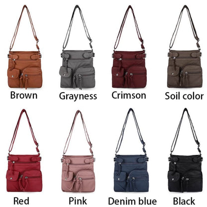 Multi-Pocket Crossbody Bag Soft Leather Shoulder Purse Bag