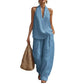 Damen-Set: Ärmelloses Neckholder-Top mit V-Ausschnitt und weite Hose (2-teilig)