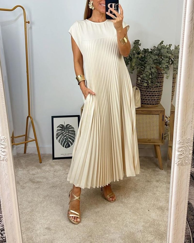 💞Ärmelloses, schlichtes, plissiertes, elegantes Kleid💞