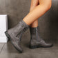 👢Vintage-Stiefel mit runder Kappe und seitlichem Reißverschluss