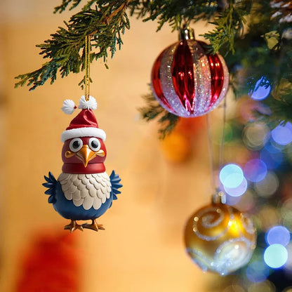 🎄12 Stück🐓Weihnachtsmütze-Huhn-Ornament✨