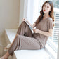 ✨Begrenztes Zeitangebot: 49% Rabatt💥Weiches und bequemes Ice Silk T-Shirt mit kurzen Ärmeln Zweiteiliges Set Lose Hose mit weitem Bein