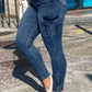 Skinny Jeans mit Pattentasche und Reißverschluss an der Seite